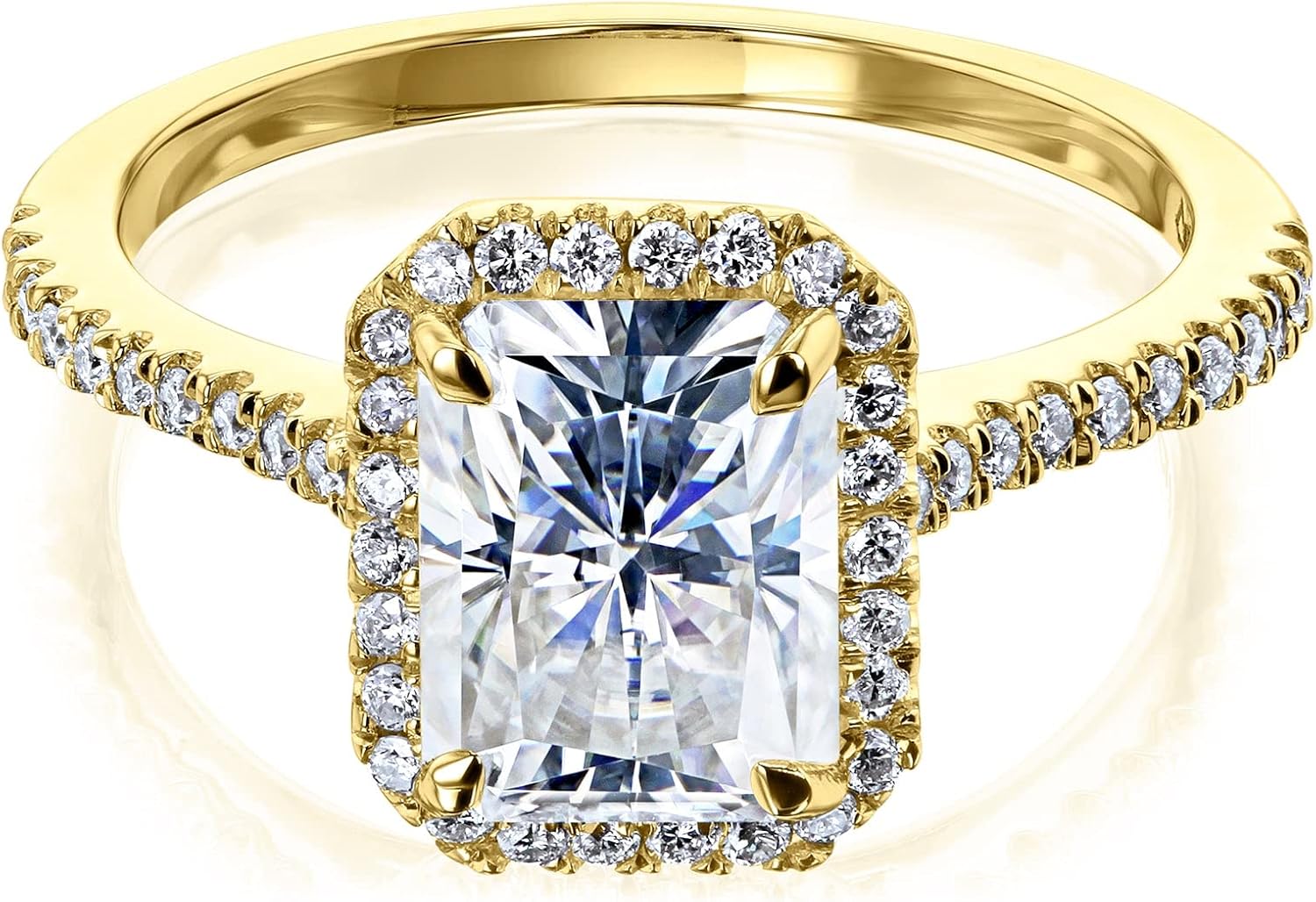Kobelli 2 ctw Radiant Moissanite Halo Diamond Engagement Ring - yellow-gold / 11.0 G-H