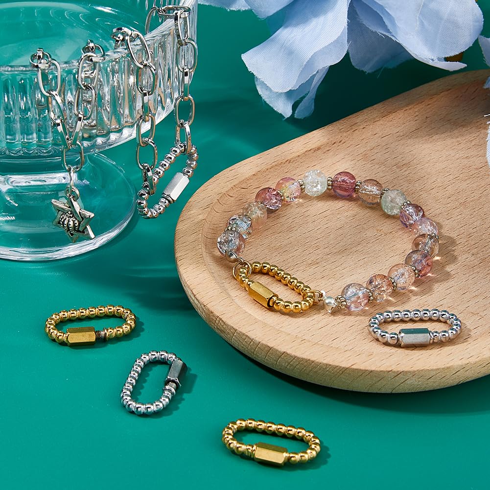 10 chiusure a vite in acciaio inox, 2 colori, ovali, per gioielli, portachiavi, per braccialetti fai da te, collane, portachiavi, creazione di gioielli