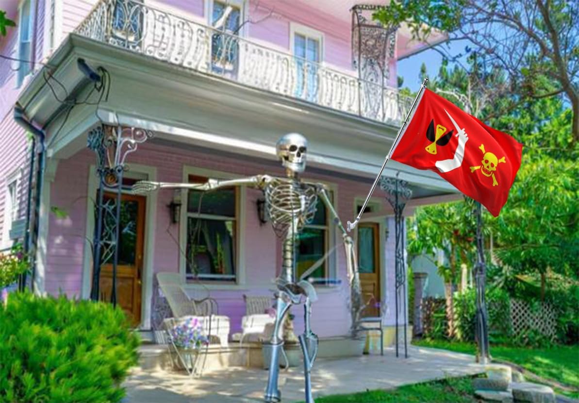 Pirate Christopher Moody Jolly Roger Flag 6x10FT Historical Pirate Flag Piracy Golden Age Halloween Banner Fade Proof Polyester with 3 Brass Grommets Indoor Outdoor