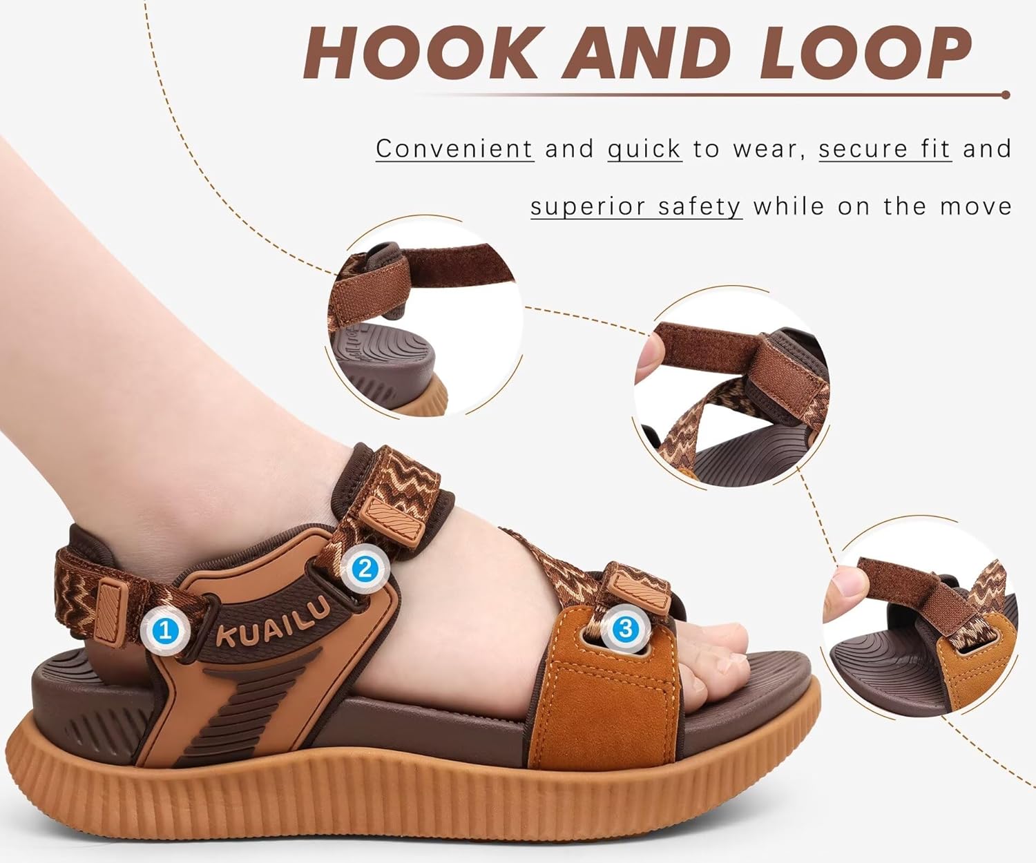 KuaiLu Womens Orthopedic Walking Sandals Arch Support Recovery Sport Outdoor Hiking Water Sandles Thick Athletic Cushion Comfortable Plantar Fasciitis Adjustable Sandals US6-12 - Image 5