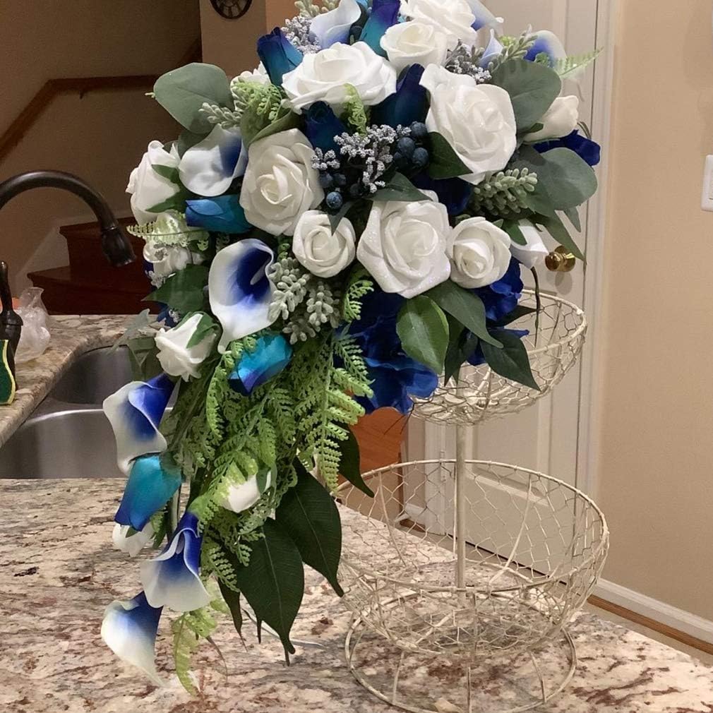 Artificial Flowers 25pcs Real Looking Blue Foam Fake Roses with Stems for DIY Wedding Bouquets White Bridal Shower Centerpieces Arrangements Mothers Day Party Tables Decorations - Image 8