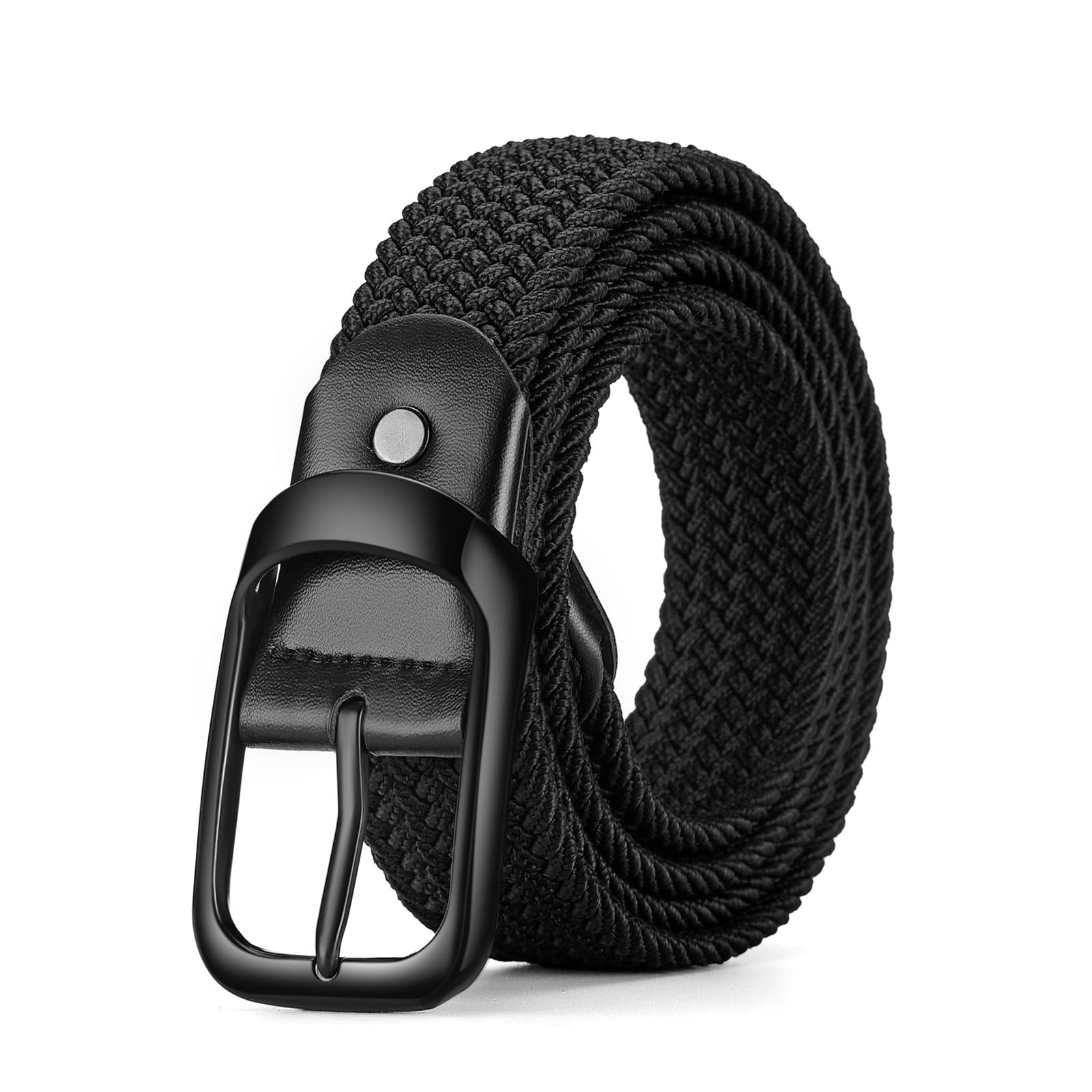 Mens Belts Stretchable Big and Tall Belts for Men Elastic Stretch Belt Black