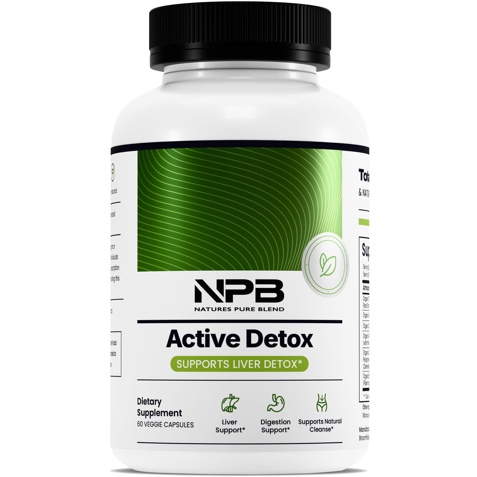Nature's Pure Blend Active Detox Cleanse – Organic Turmeric Supplement with Apple Cider Vinegar for Digestive Support – Body Detox for Men to Promote Balance & Vitality – Green Tea & Milk Thistle