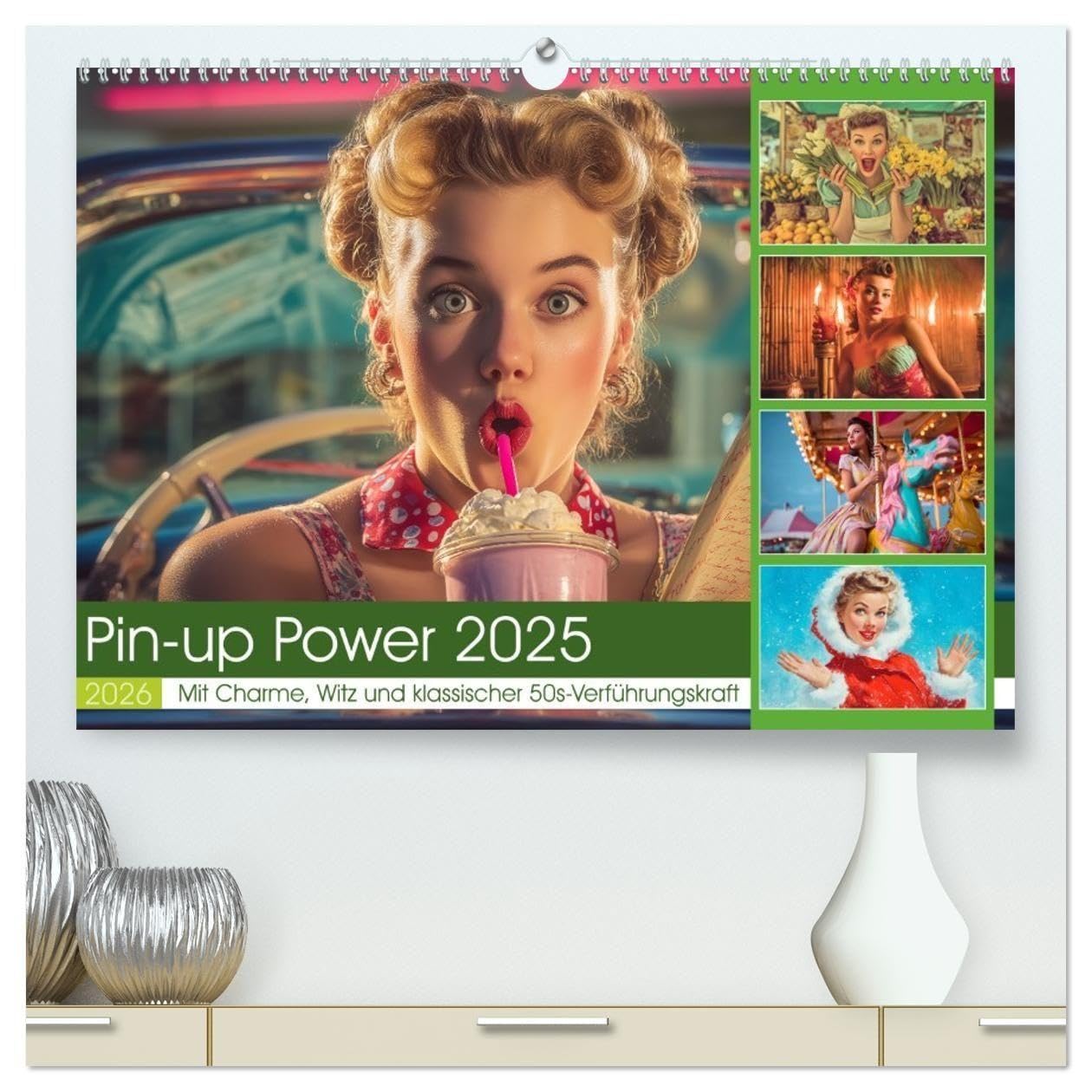 Pin-up Power 2025 (hochwertiger Premium Wandkalender 2026 DIN A2 quer), Kunstdruck in Hochglanz: Dieser Retro-Pin-up-Kalender vereint den ... Motiven für jeden Monat. (CALVENDO Erotik)
