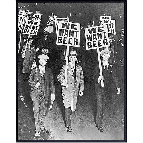 Vintage Prohibition Beer Poster LARGE 11x14 - Unique Wall Art Decor for Home, Bar, Cafe - Funny Saying Retro Art Print - Bar Room Decor - Vintage Decorations - Bar Art - Retro Decor - Funny Saying