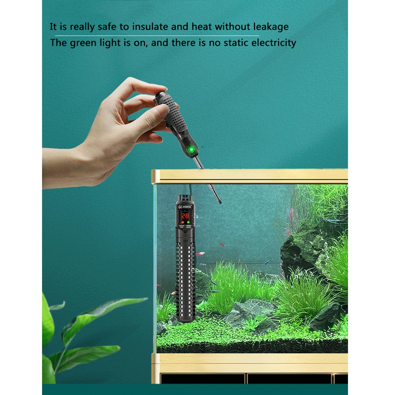 Calentador De Tanque De Peces Temperatura Constante Automática Ahorro Acuario Calentamiento Rod,500W