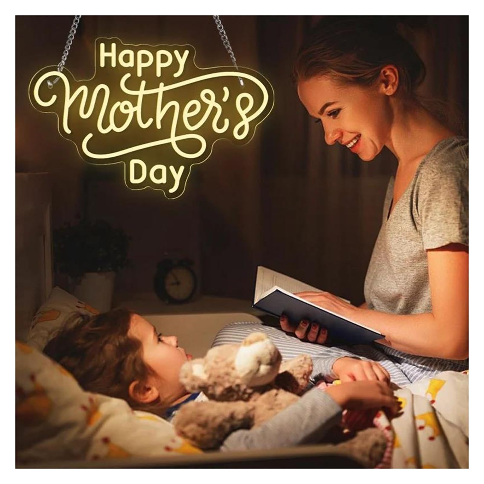 Decoración Lámparas Happy Mother's Day Letrero De Letras Acrílicas Con Luz LED De Neón Para Decoración De Pared De Hogar, Sala De Estar, Fiesta, Vacaciones, 26 Cm × 40 Cm