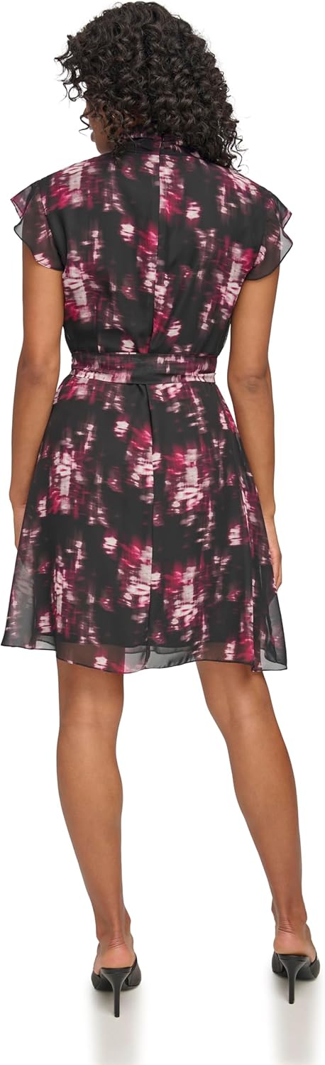 DKNY Womens Sleeveless Drape Neck Pleated Dress - Image 4