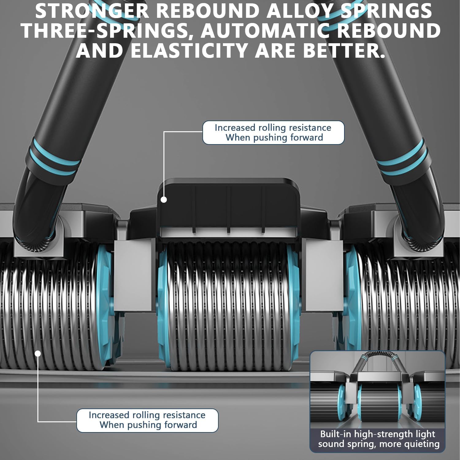 Automatyczny wałek do ćwiczeń mięśni brzucha z 6 kółkami, do treningu mięśni brzucha, 150 kg, Heavy Duty Core Trainer, z uchwytem na telefon