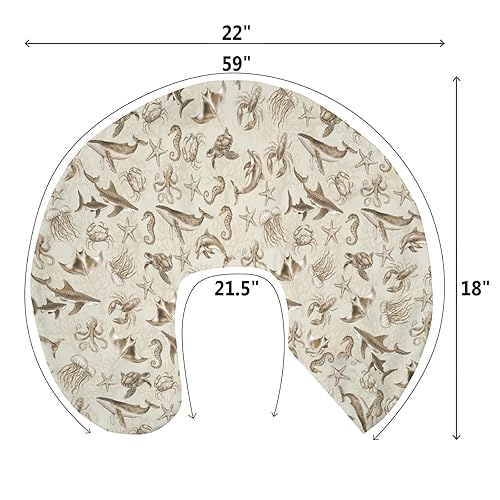 Miniatura 9 de Fundas de almohada de lactancia retro con animales marinos para niño y niña, ballena, delfín, medusa, caballo de mar, tortuga, coral, funda de