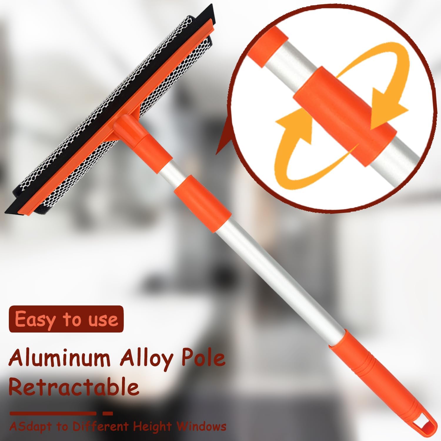 Window Squeee for Window Cleaning with Retractable Pole, Squeee Window