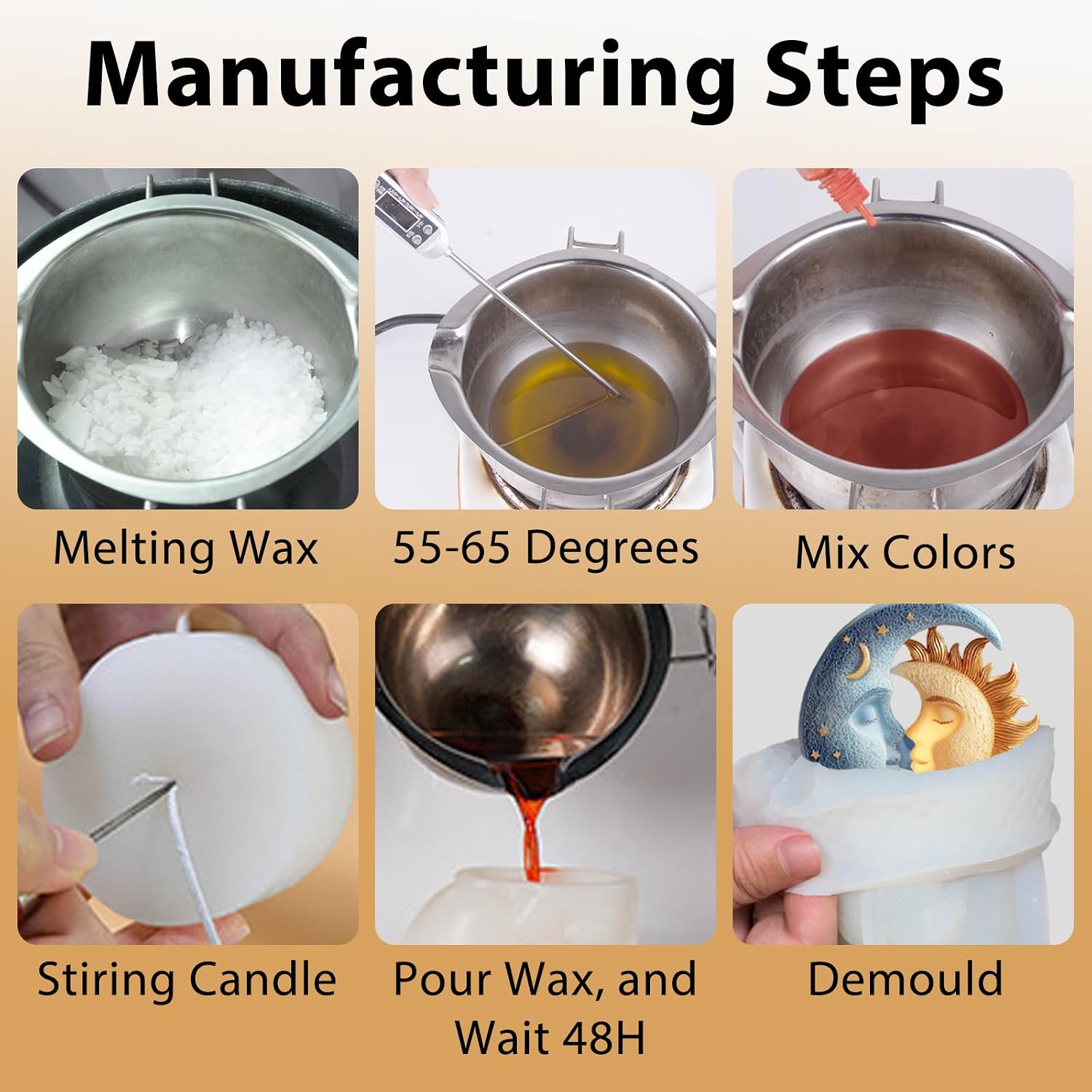 Moon Sun Face Candle Mold, Clouds Star Shaped Resin Casting Silicone Molds for Candle Making Aromatherapy, DIY Handmade Wax Soap & Home Decoration Gypsum Clay Craft