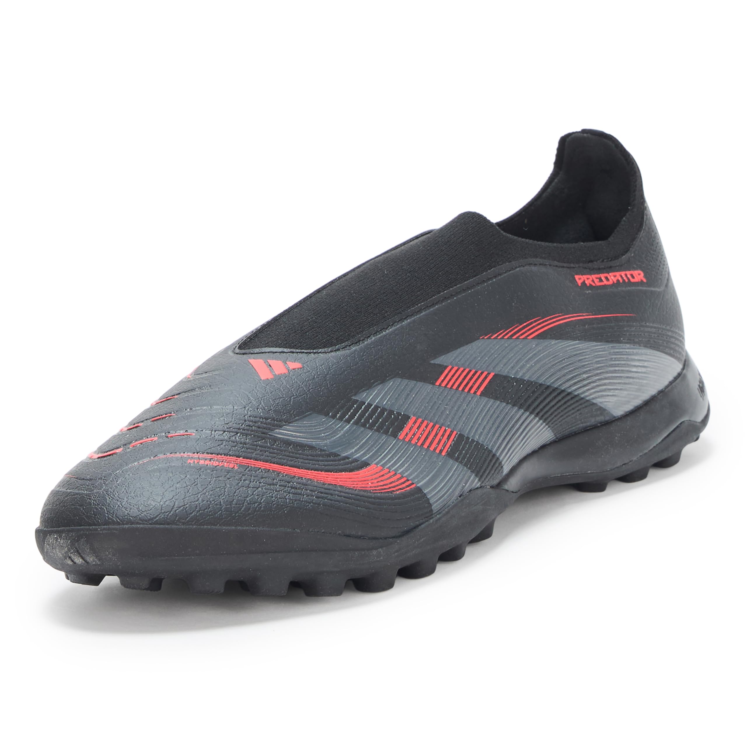 adidas Unisex Predator League Laceless Turf Sneaker, Black/Grey/Lucid Red, 11 US Men