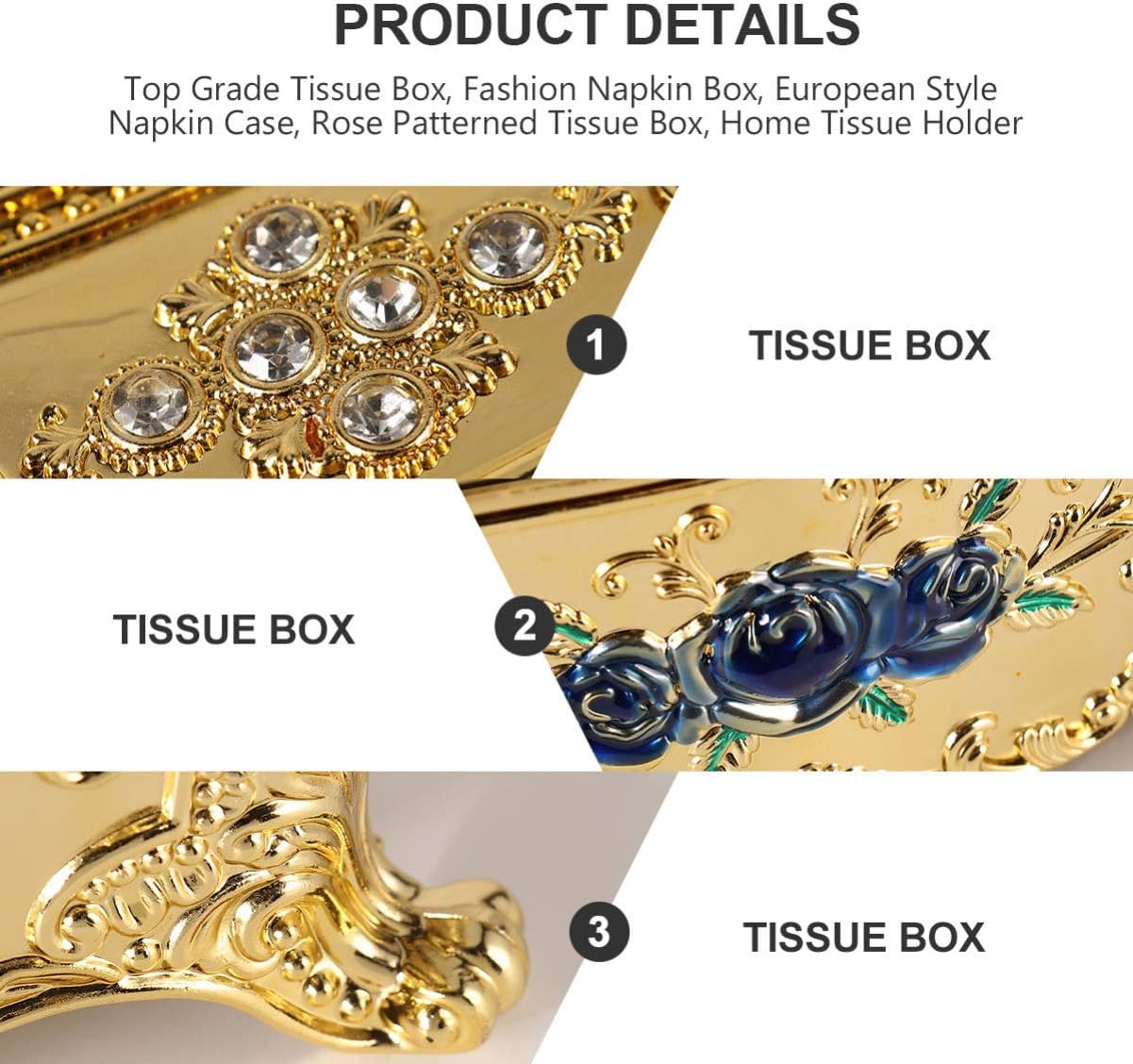 Tissue Box Car Tissue Holder High-Grade Napkin Holder Napkin Container Stylish Napkin Case Tissue Holder for Car European Style Napkin Case Home Home Napkin Holder image 2