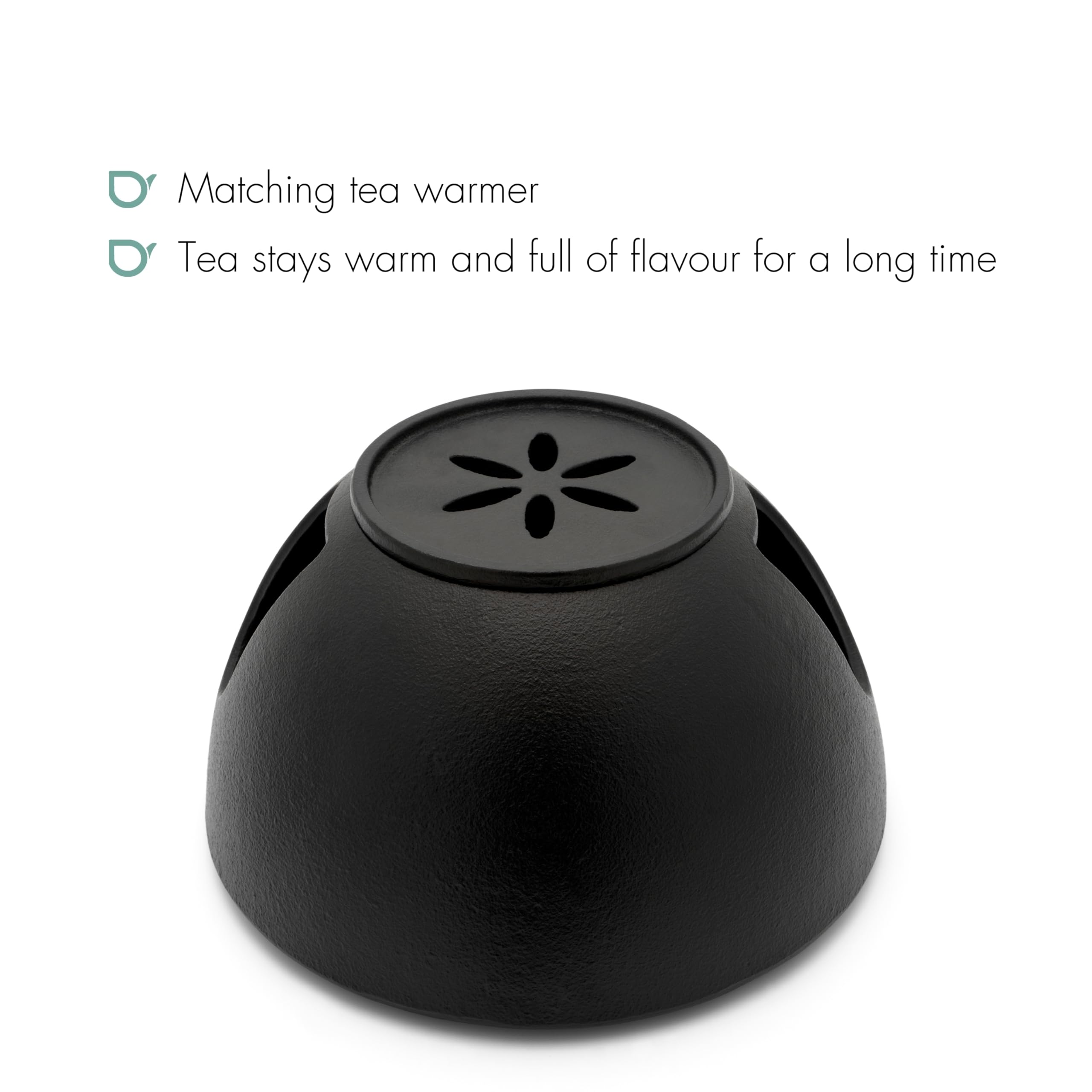 Bredemeijer Tetera grande de hierro fundido de 1,2 litros, con calientaplatos para 1 vela y filtro de té de acero inoxidable