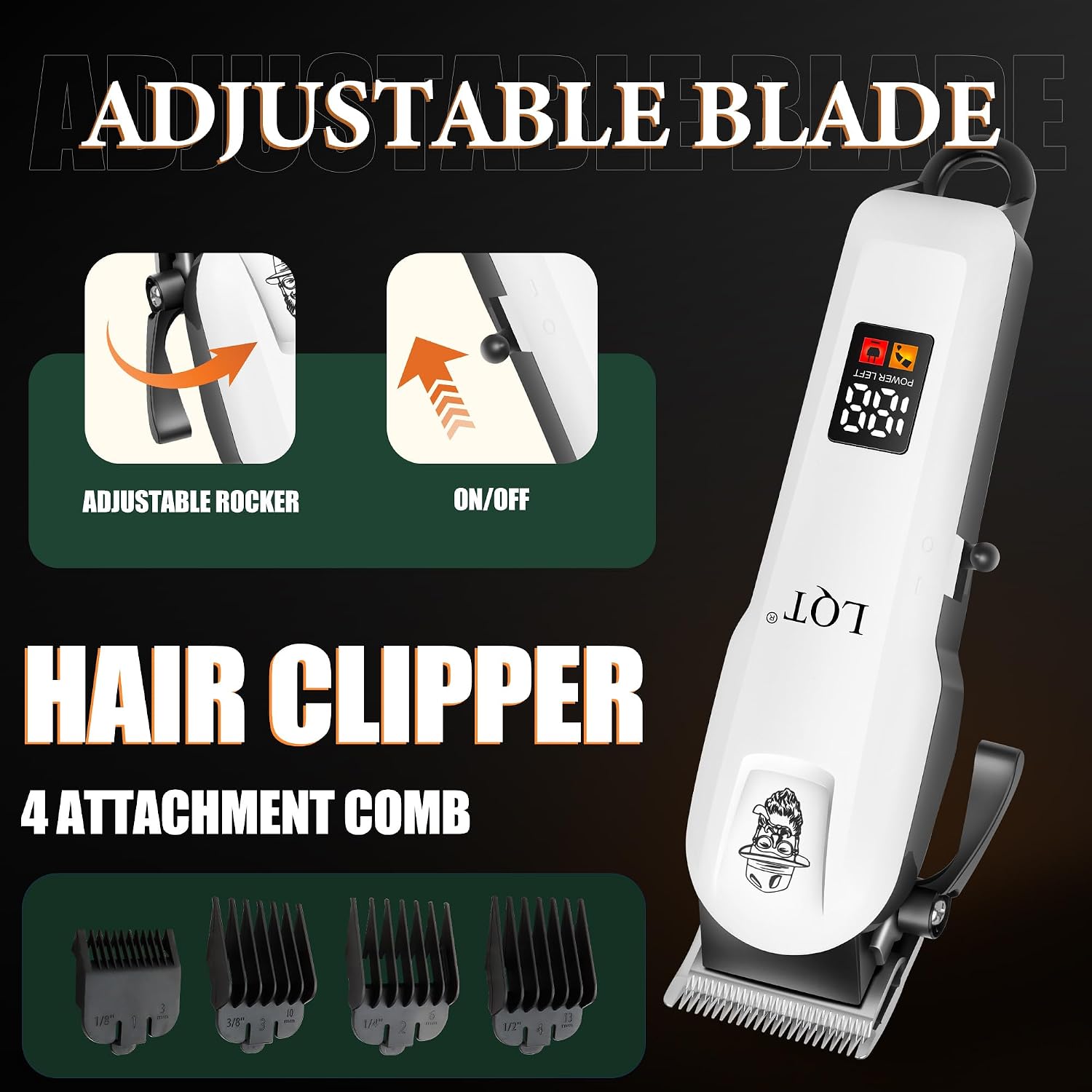 Men's Professional Hair Clipper & Beard Trimmer Kit, 7-in-1 All-in-One Grooming Set with Electric Shaver, Ceramic T-Blade, Nose Trimmer & Ear Hair Remover for Barbers and Home Use (2)