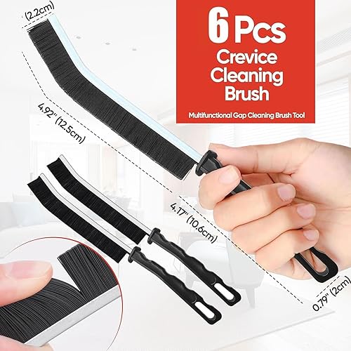Miniatura 2 de Cepillo de limpieza de hendiduras, paquete de 6 cepillos de limpieza pequeños, cepillo limpiador de lechada, cepillo de inodoro para ducha,