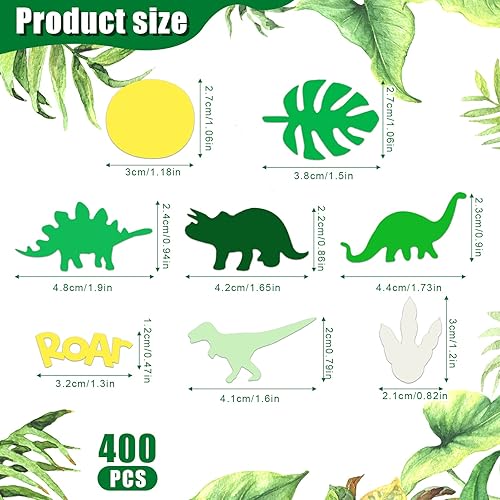 Miniatura 2 de 400 piezas de confeti de dinosaurio para mesa de cumpleaños, confeti de dinosaurio jurásico, dinosaurio, selva, tema de fotos, decoración de baby