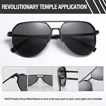 DUCO Mens Sunglasses Retro Oversized Metal Frame Vintage Polarized Sunglasses for Women Fashion Shades UV Protection DC3039