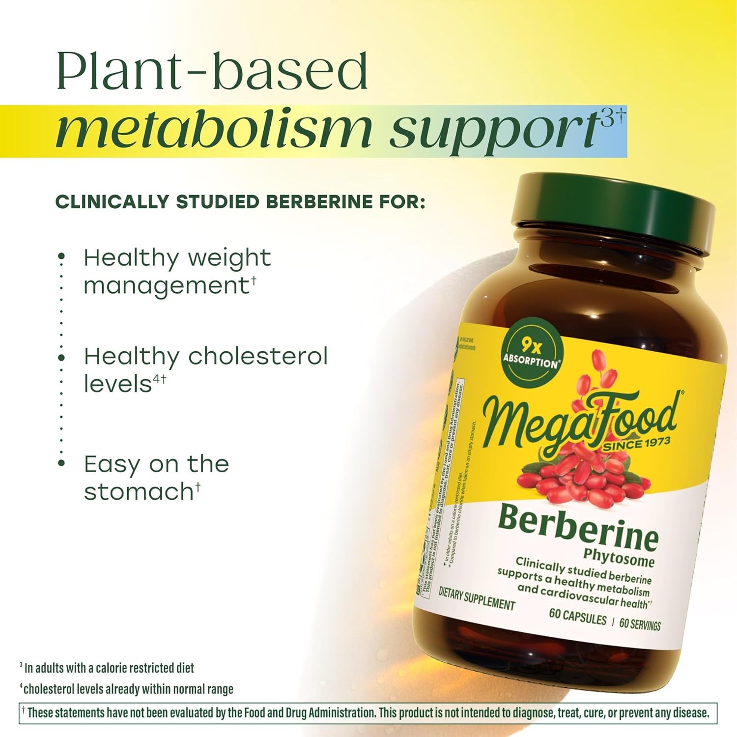 MegaFood Berberine Phytosome - Berberine Supplement 550 mg Per Serving, 1100 mg Daily - 9X Absorption - Supports A Healthy Metabolism & Cholesterol Levels - Vegan - 60 Capsules, 30 Day Supply - Image 4