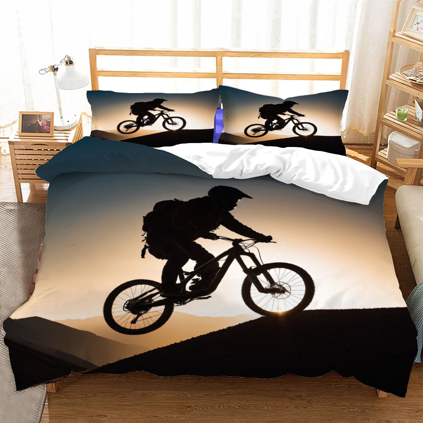 Housse de couette cyclisme 240x260 en microfibre pour lit 2 personnes