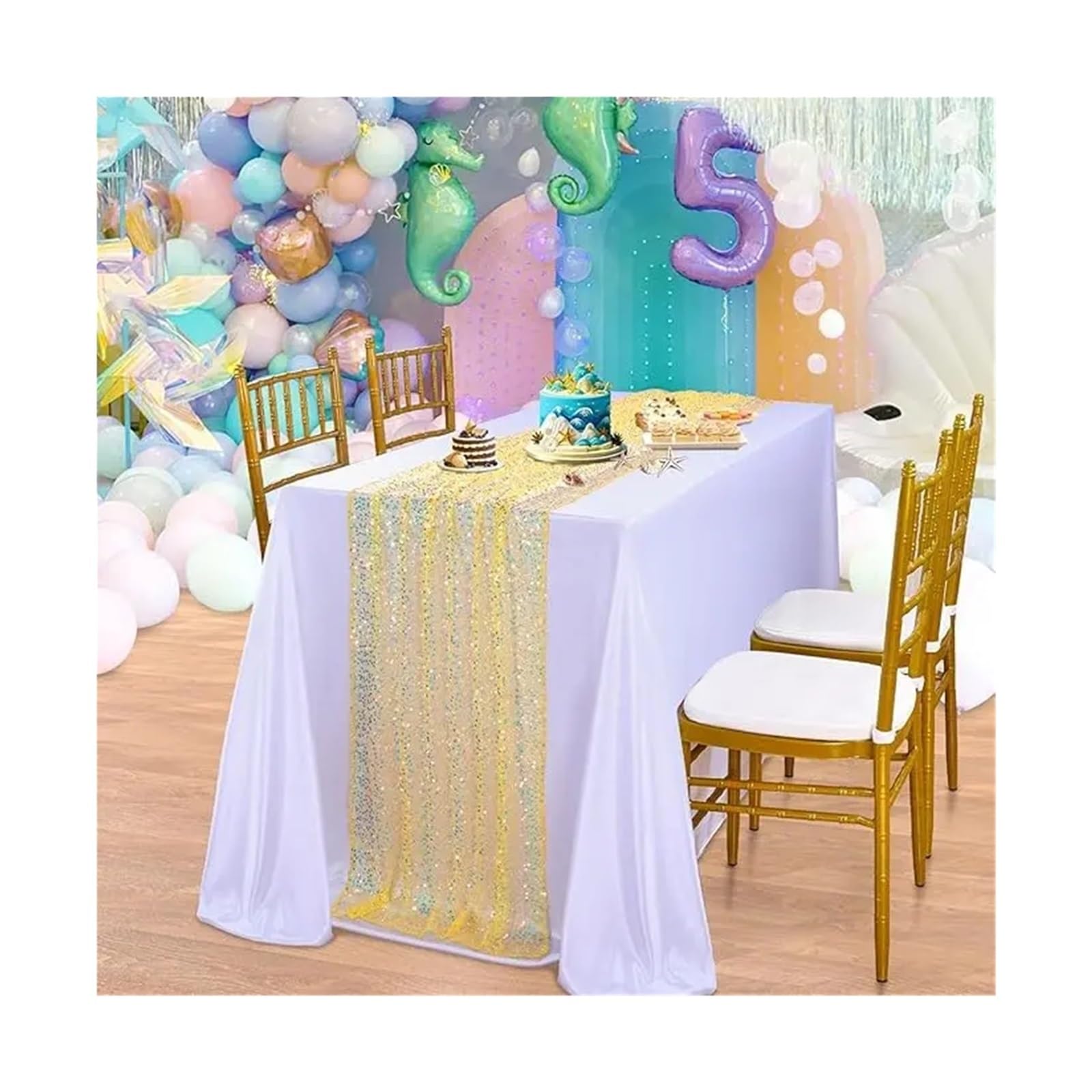 Enmrfvkz Color 4 Glitter Gauze Table Runner, Glitter Gauze Table Runner Multicolor 30X183-275Cm 2Pcs