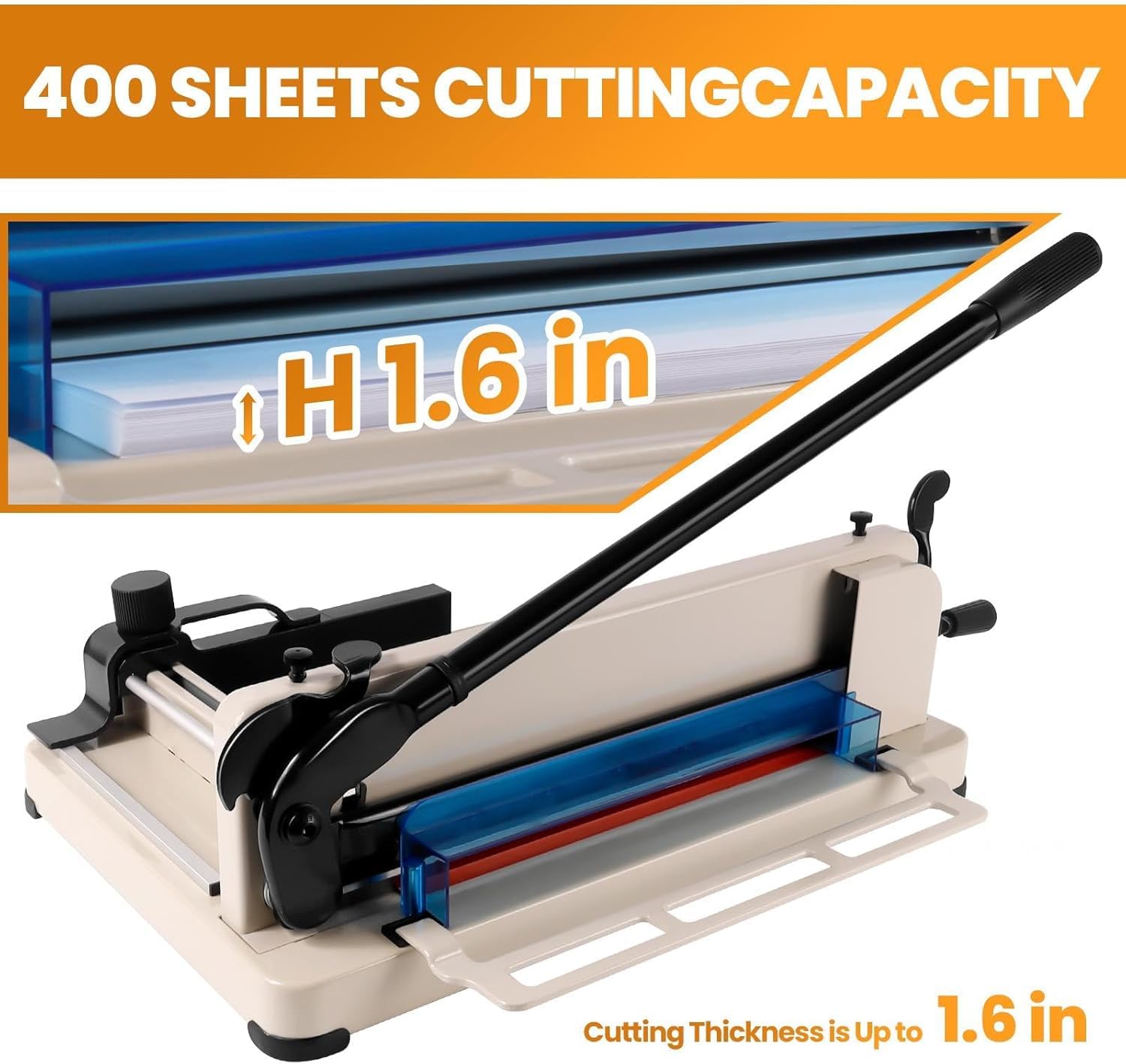 Taglierina per carta resistente, 30,5 cm, lama in acciaio da 400 fogli per scuole, artigianato e rilegatura, ampia area di taglio con base antiscivolo