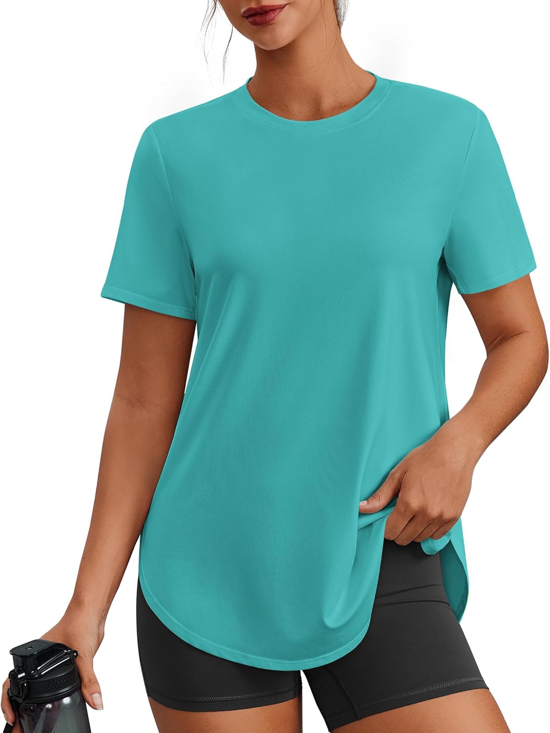 PINSPARK Workout Tops for Women Short Sleeve Athletic Shirts UPF 50+ Quick Dry Running Outfits for Exercise Gym Hiking S-3XL
