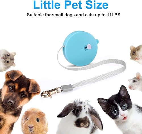 Miniatura 4 de Correa retráctil para perros pequeños y gatos de hasta 11 libras con cinta de nailon fuerte antitirones de 6.5 pies, manos libres, mini correa
