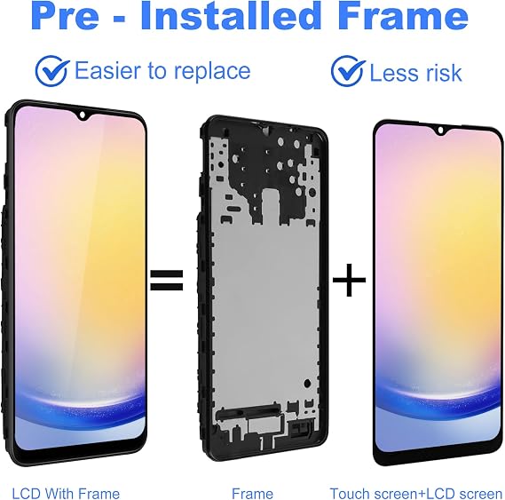 ZOETEC Screen Replacement for Samsung Galaxy A25 5G SM-A256B, A256E, A256U LCD Display Touch Screen Digitizer Full Assembly with Frame, Repair Tool Set