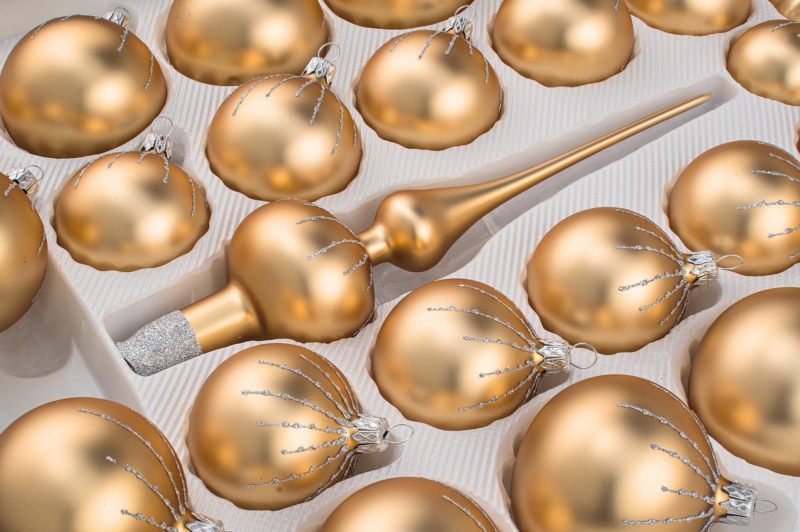 39 TLG. Glas-Weihnachtskugeln Set in 'Classic Gold Silber' Regen - Christbaumkugeln - Weihnachtsschmuck-Christbaumschmuck