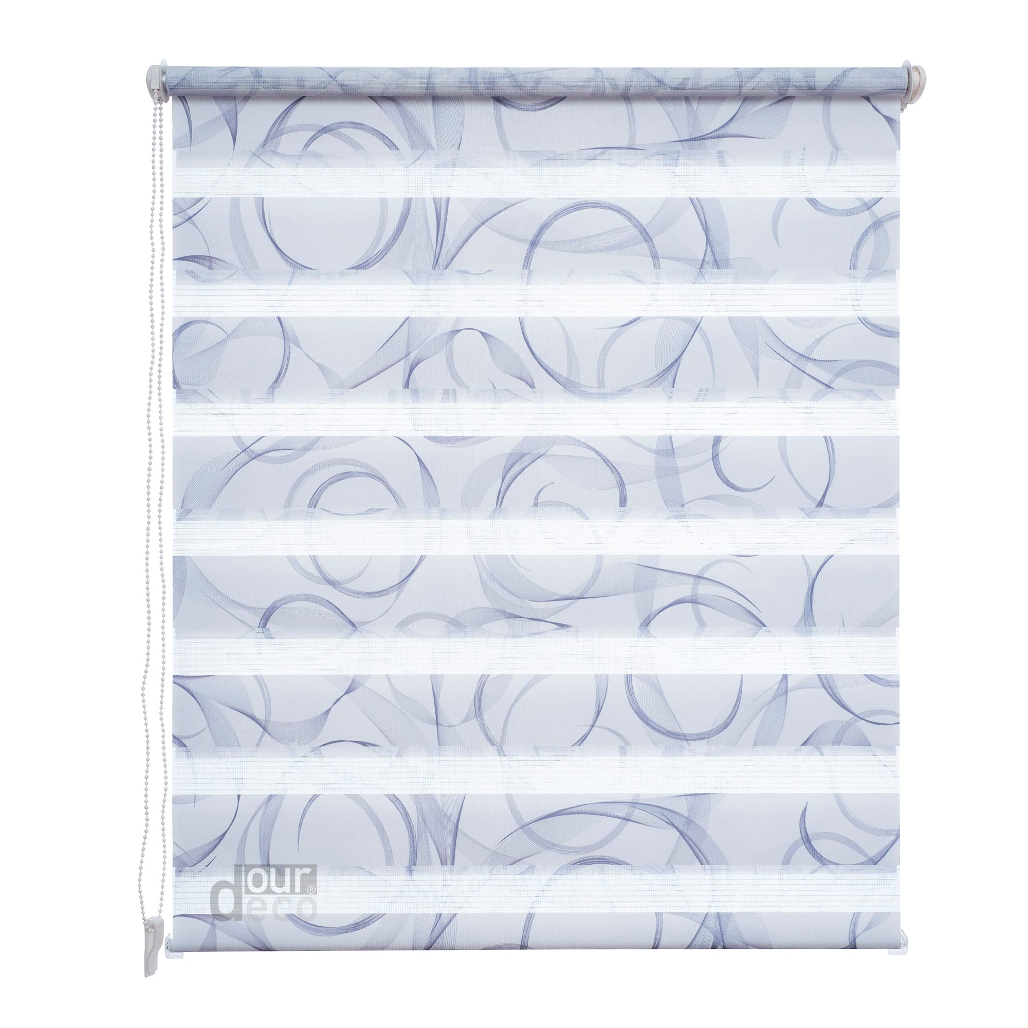 Doppel-Rollo, Duo Rollo Klemmfix / 60 x 160 cm, mit Druckmotiv Espiral Blue/lichtdurchlässig, Blickdicht