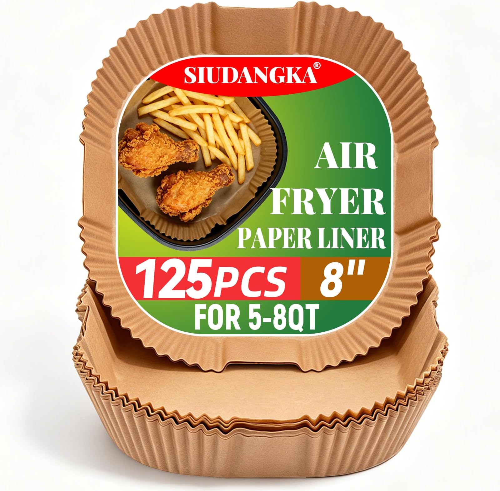 SIUDANGKA Air Fryer Disposable Paper Liner, 100 Pcs Non-Stick Parchment Paper Pads, Compatible with Ninja AG301 Air Fryer