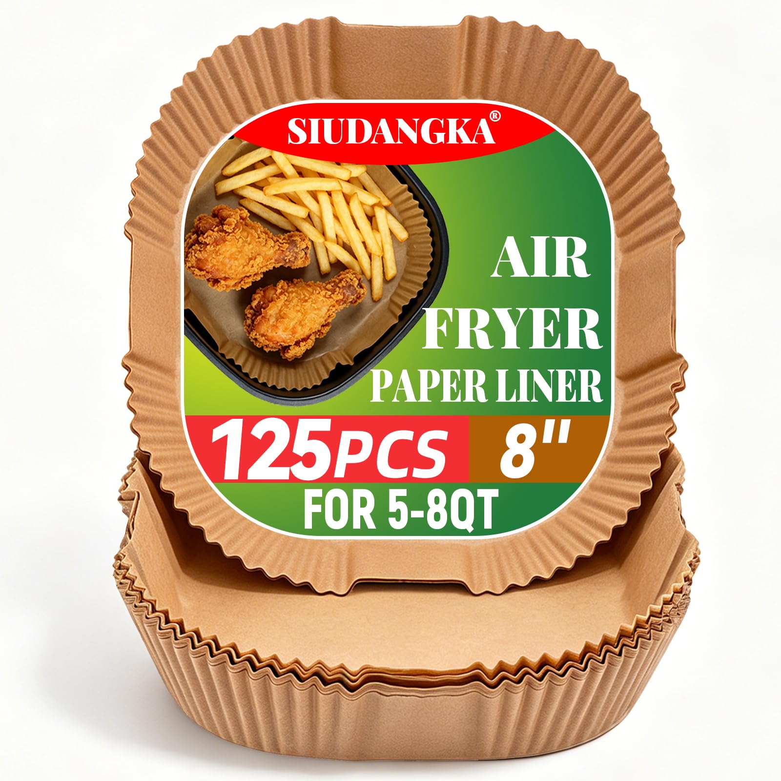 SIUDANGKA Air Fryer Disposable Paper Liner, 100 Pcs Non-Stick Parchment Paper Pads, Compatible with Ninja AG301 Air Fryer
