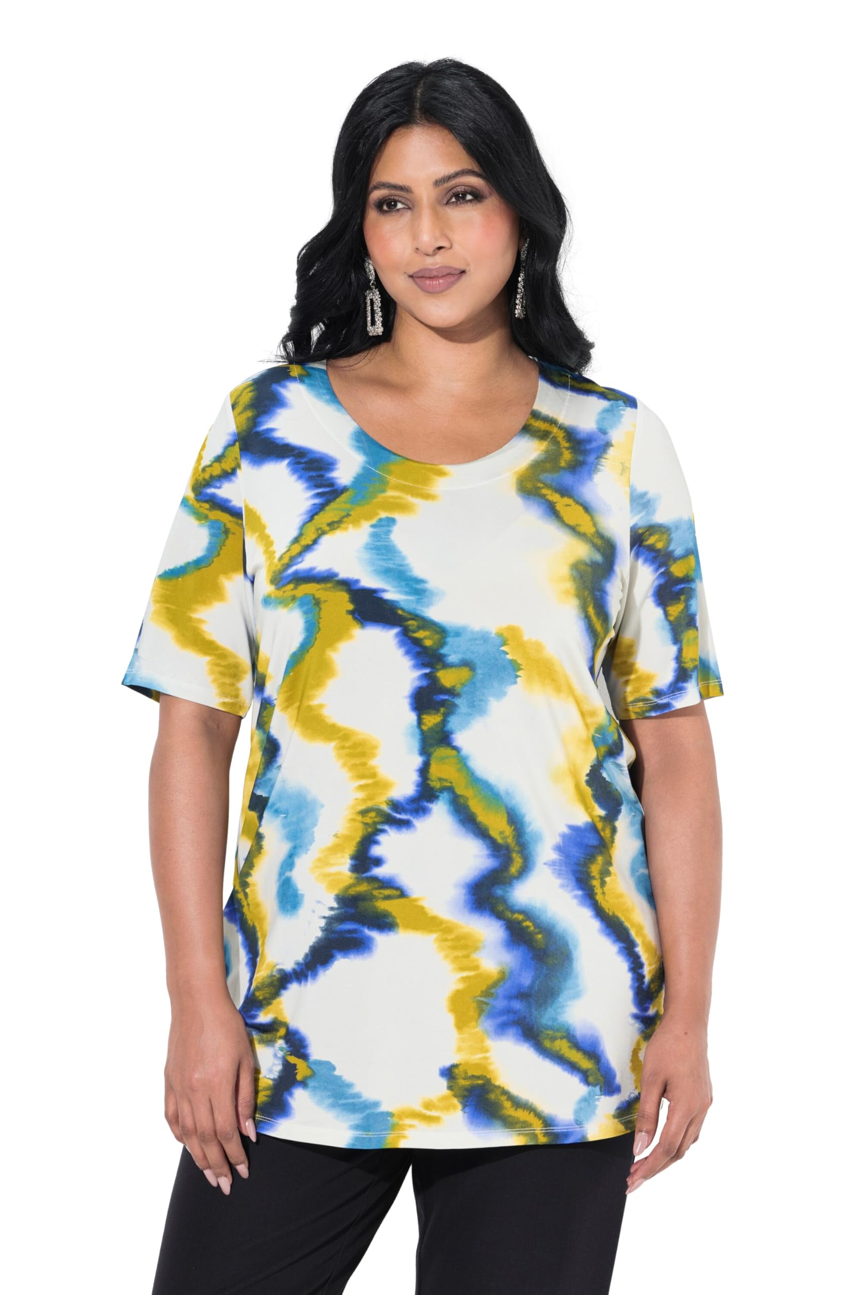 Ulla Popken Damen große Größen Übergrößen Plus Size Slinkyshirt, Classic, Rundhals, Halbarm 840039