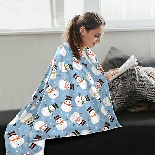 Miniatura 6 de KLL Snowman Christmas White Blankets & Throws Winter Blankets & Throws Lightweight Warm Throws 60x90 Inches for Car, Home Decor, Picnic