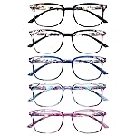 STASTEND 5 Pack Reading Glasses Blue Light Blocking for Women,Computer Readers with Spring Hinge (Multicolor-C5, 0.75, multiplier_x)