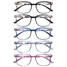 STASTEND 5 Pack Reading Glasses Blue Light Blocking for Women,Computer Readers with Spring Hinge (Multicolor-C5, 0.75, multiplier_x)