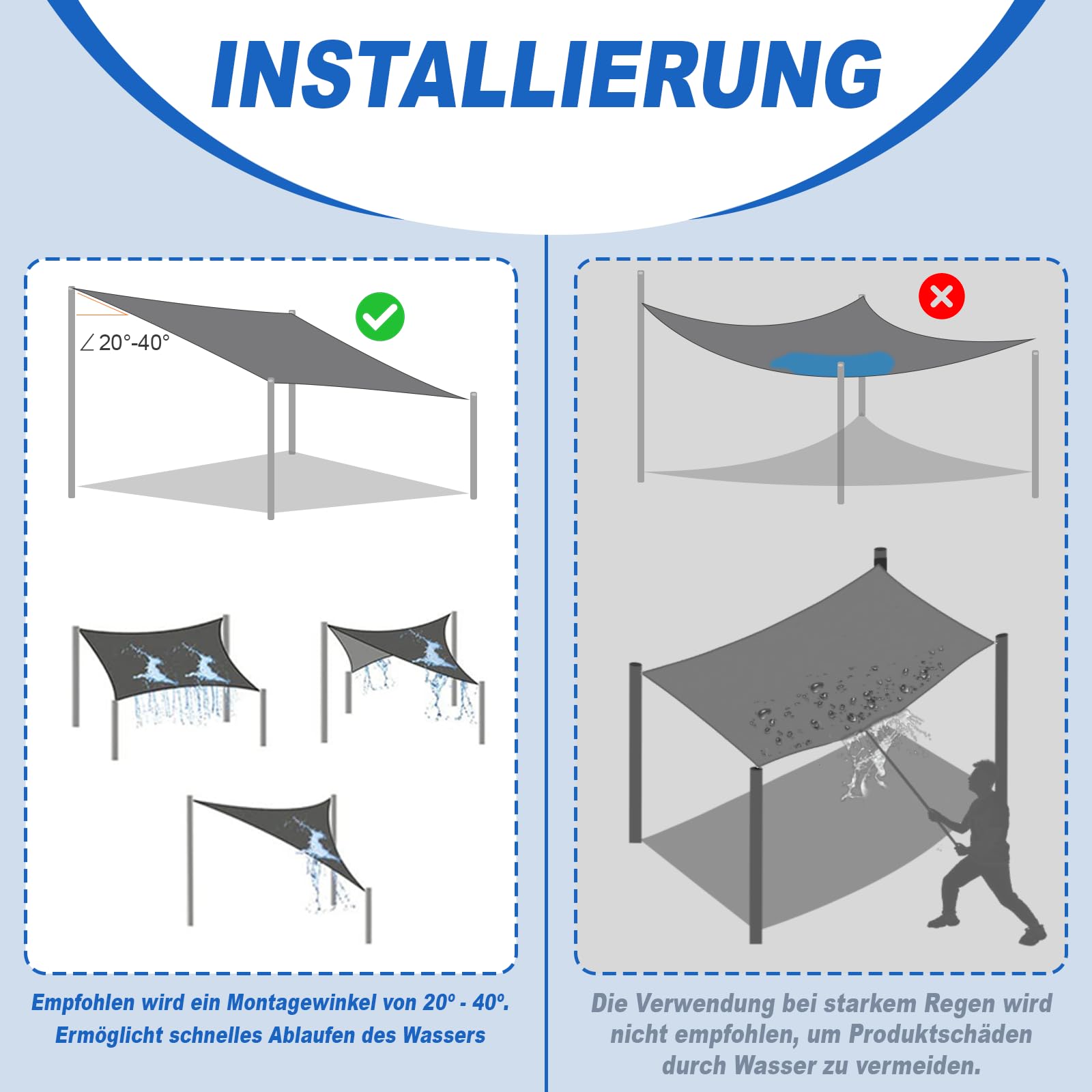 Sunnylaxx 3x3x4.25m Sonnensegel Dreieckig,420D Oxfordgewebe Wasserdicht Sonnenschutz Sunsegel UV-Schutz,für Außenbereich,Garten,Terrasse Balkon -Cream