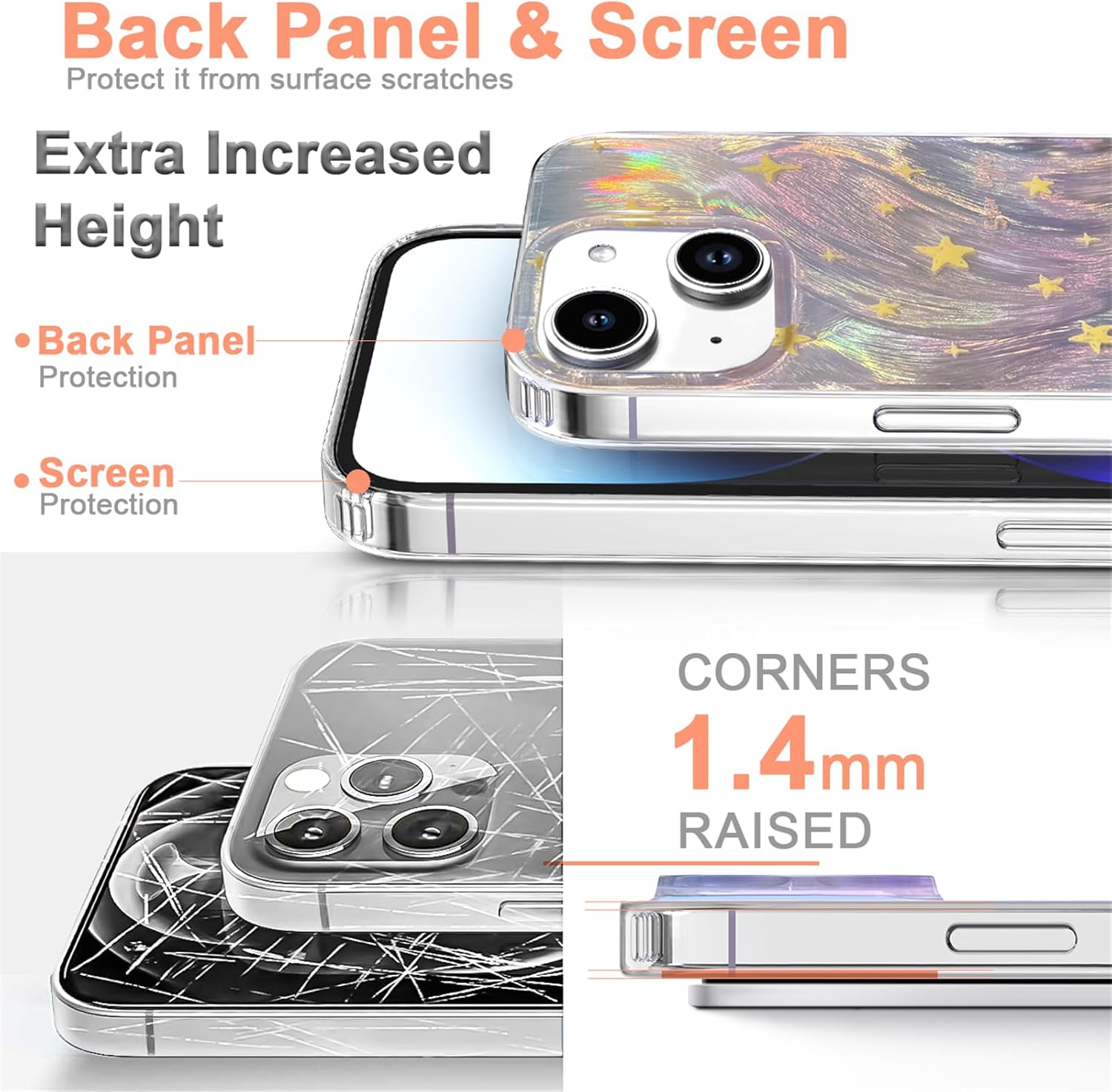 I-MGAE-IN-AR Phone Hard Case 6.1 inch Compatible with iPhone 15 Case 2023 Release Slim Holographic Fade Star Women Girls, Hard PC Shockproof Protective Design - Image 5