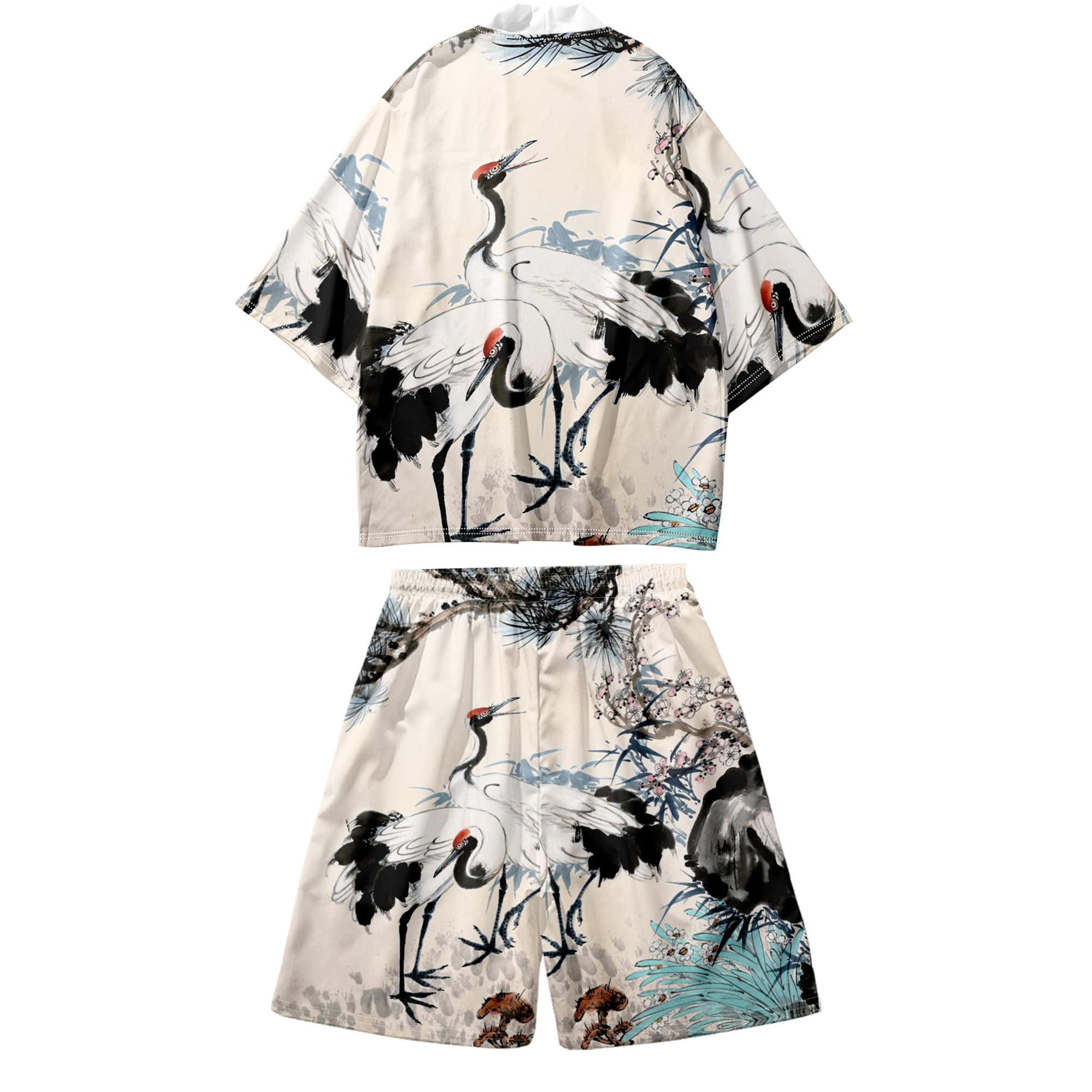Men's Japanese Kimono Set 2 Piece Shorts Sets Summer Beach Vacation Outfits