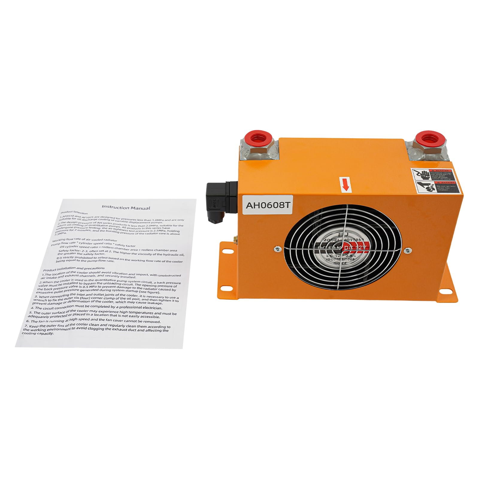 Hydrauliczna chłodnica powietrza AH0608T – 60 LPM 12 V DC chłodzenie powietrzem, chłodnica oleju, chłodzona powietrzem