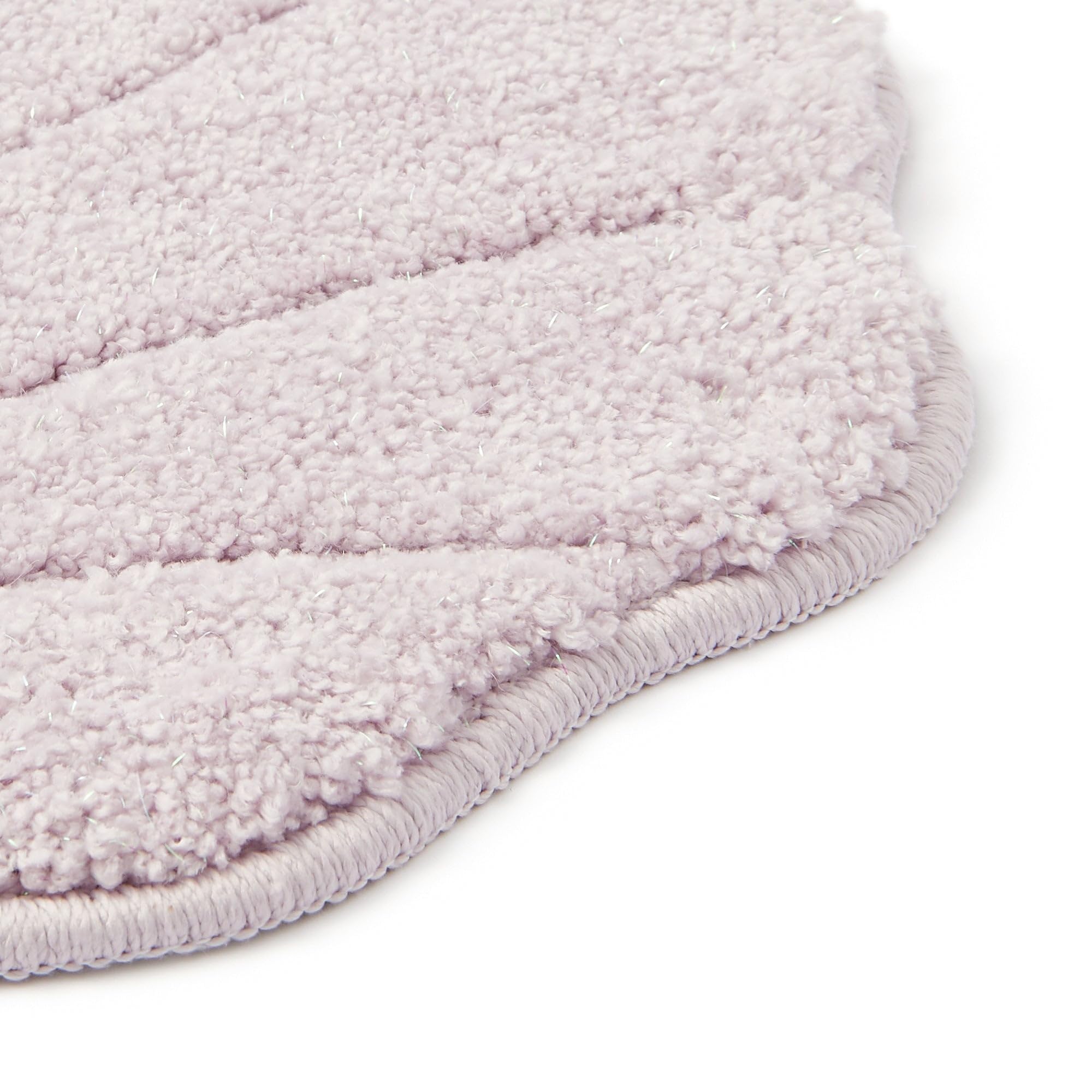 Francfranc Shell Toilet Mat - Pink, 18.1 X 23.6 Inches, Glitter Thread Polyester Bathroom Rug, Washable
