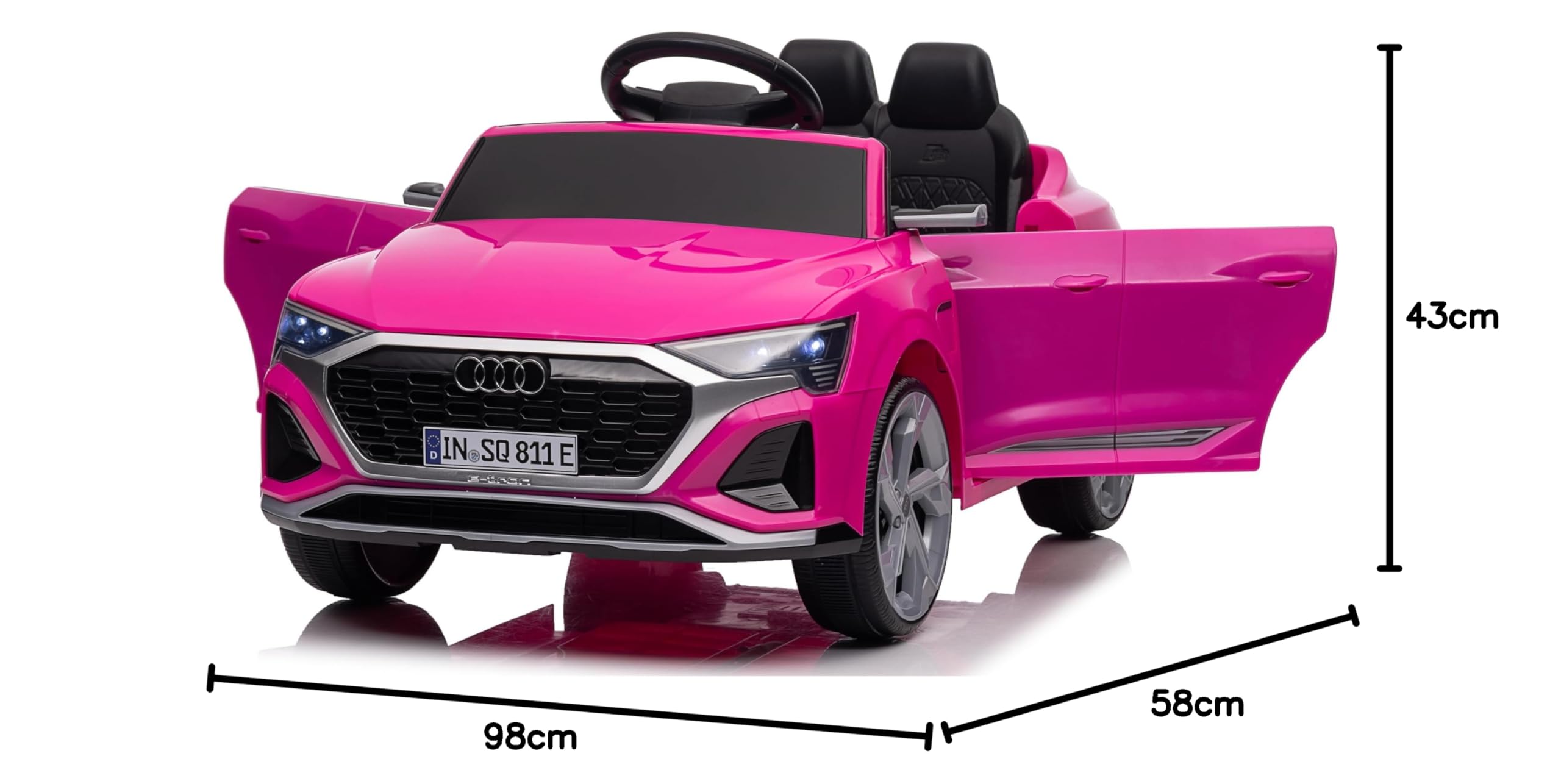 Auto Elettrica per Bambini Audi SQ8 e-tron Sportback Macchina con Licenza Ufficiale 12V Due Potenti Motori Telecomando Cintura di Sicurezza 5 Punti Porte Apribili Luci LED Musica MP3 Rosa