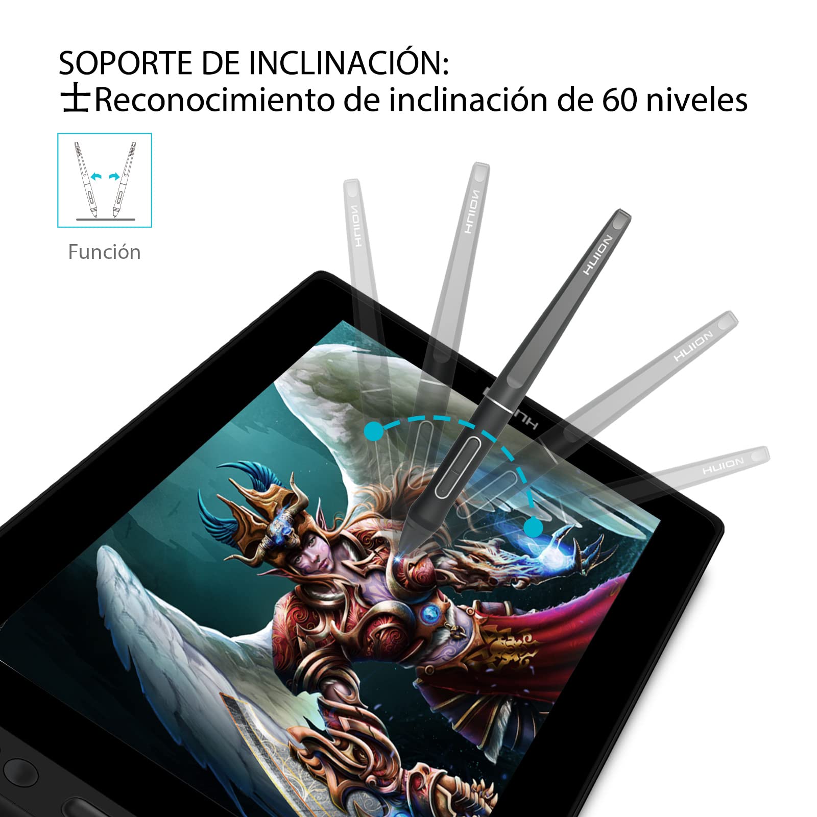 HUION Kamvas Pro 13 Tableta Gráfica con Pantalla, 120% sRGB, Monitor de Dibujo Laminado Completo, Pantalla de Lápiz Full HD de 13,3 Pulgadas y Lápiz Digital Preciso para Diseño Digital, con Soporte