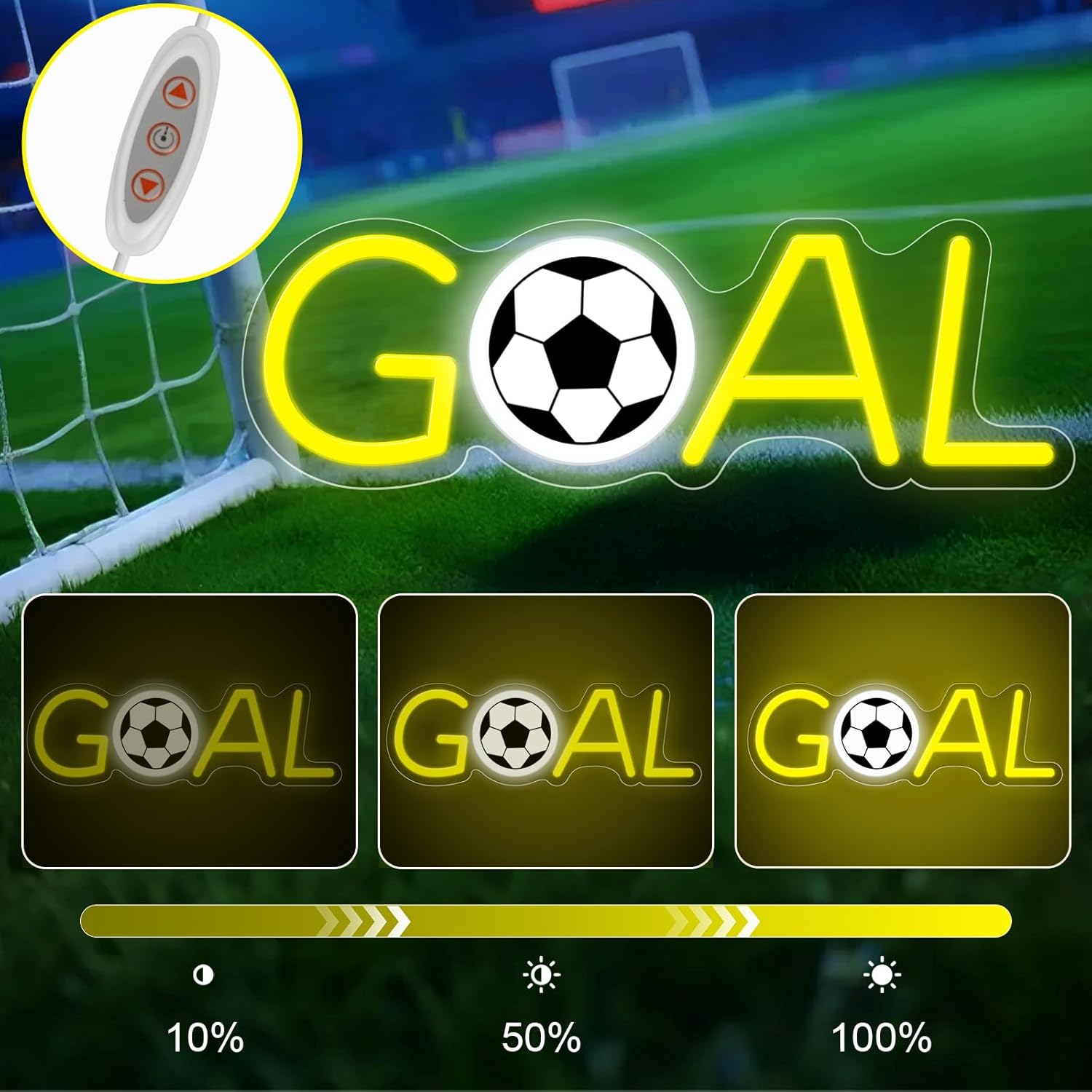 Soccer Neon Sign, Goal Neon Light for Wall Decor, Powered by USB Sport Theme Light Up Sign for Boys Girls Kids Game Room Bedroom Club Decor Kids Gifts