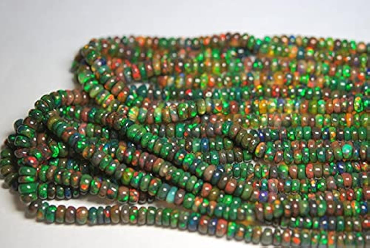Opale verte Éthiopie LKBEADS perles rondelles lisses 5mm pour création bijoux