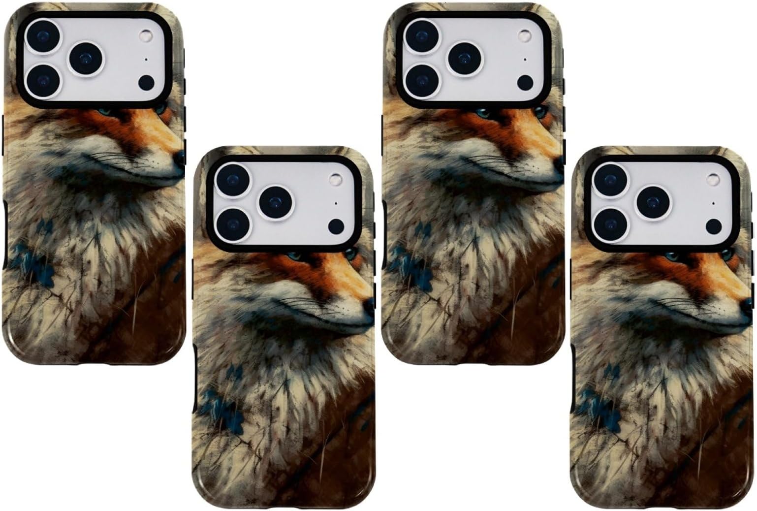 – Vintage Fox Pattern 3-Layer Heavy Duty Phone Case - Shockproof Protective Cover with TPE & PBT Materials, Drop-Resistant Design for All Models