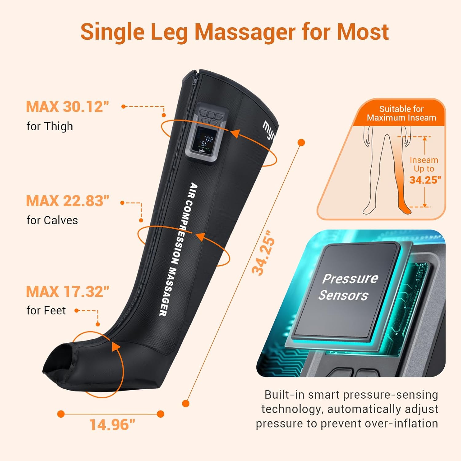 Mynt Full Leg Air Compression Massager, Sequential Cordless Compress Therapy Machine for Circulation Pain Relief, Rechargeable Leg Massage Recovery System with Multiple Modes & Intensities for Athlete - Image 2