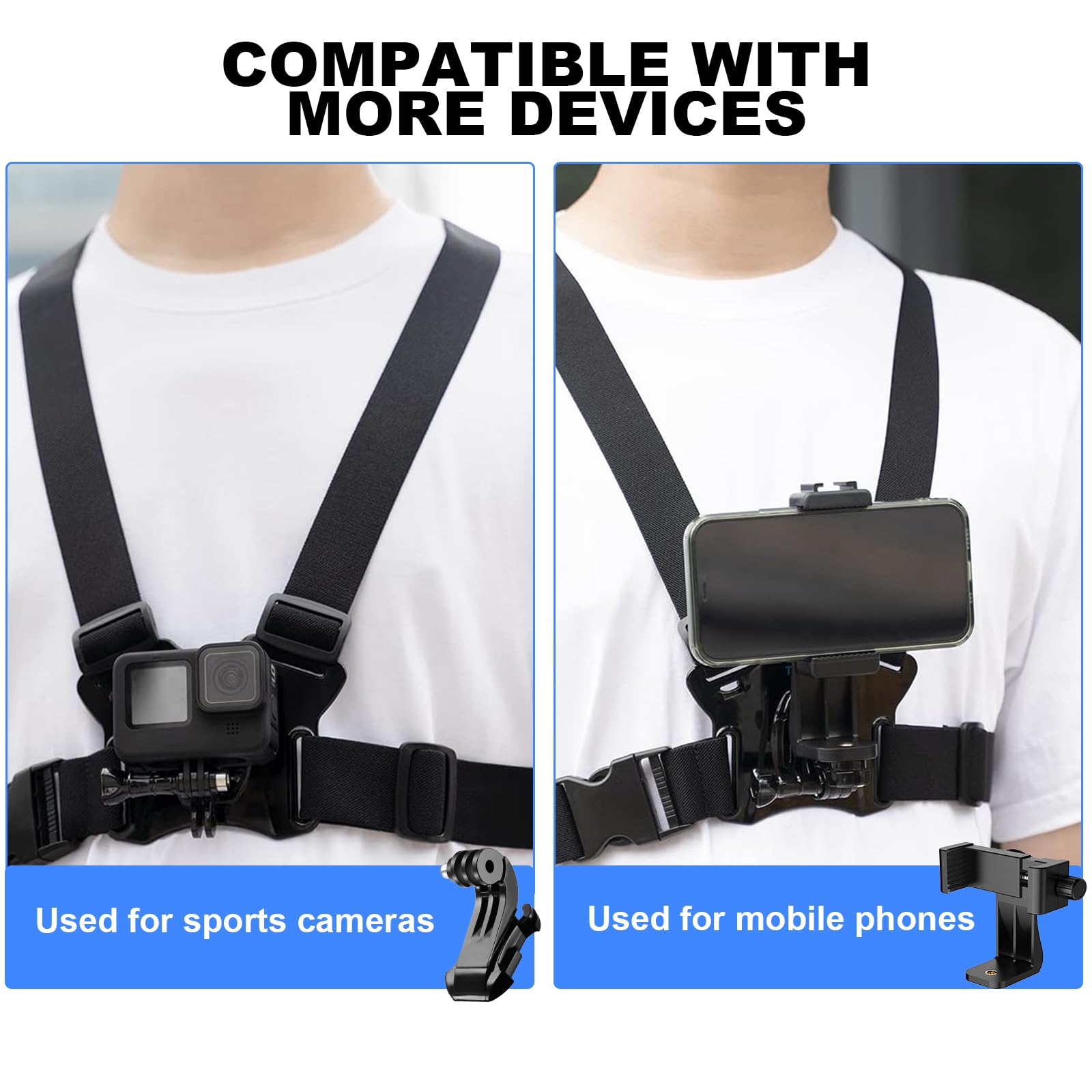 Multifuncional Soporte Movil Pecho, Pecho Pechera para Grabar con el Movil, Accesorios Camara Deportiva Adecuado para Ciclismo, Motocicleta, Esquí y Otros Vídeos Deportivos